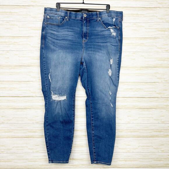 Torrid Premium Stretch Distressed Sky High Skinny Jeans - Picture 2 of 9